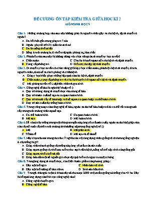 Đề cương ôn tập kiểm tra giữa học kì 2 môn Sinh học 9